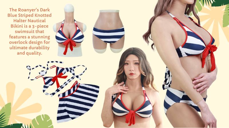 Knotted Halter Nautical Bikini