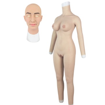E Cup Bodysuit with Arms + Ria Realistic Silicone Mask