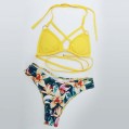 Yellow strappy micro triangle hawaiian bikini
