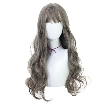 Curly long wig - Ombre grey - JF008