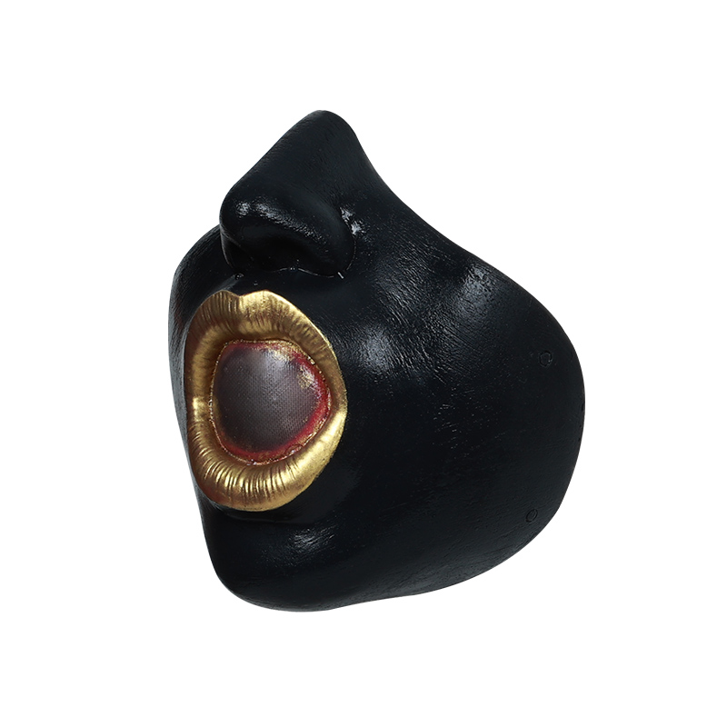 Open-Mouth Silicone Half Mask – Black Skin with Red Lips