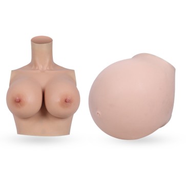 H Cup Silicone Breast Forms + Silicone Triplets Pregnant Belly