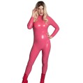 Pink Neck Entry Silicone Catsuit Without Zippers