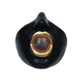 Open-Mouth Silicone Half Mask – Black Skin with Gold Lips