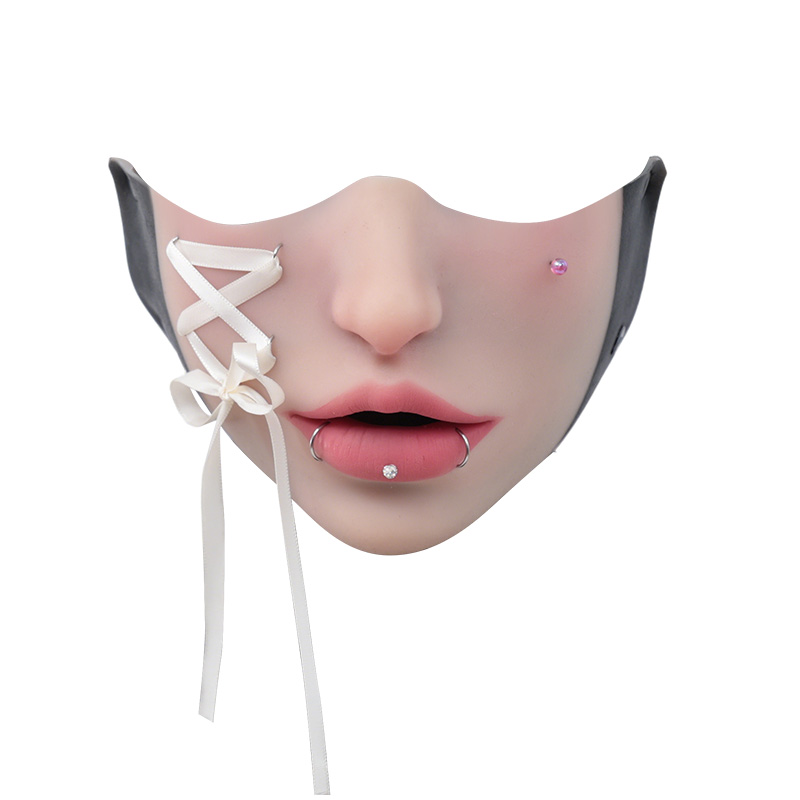 Fetish Stitch Half Mask – White Side Strap