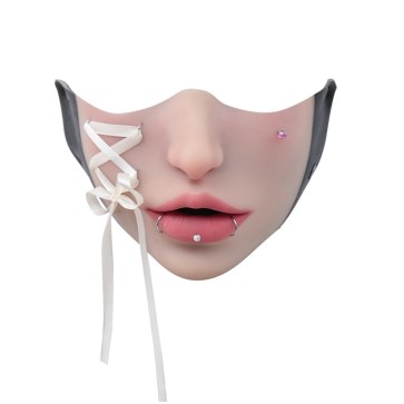 Fetish Stitch Half Mask – White Side Strap