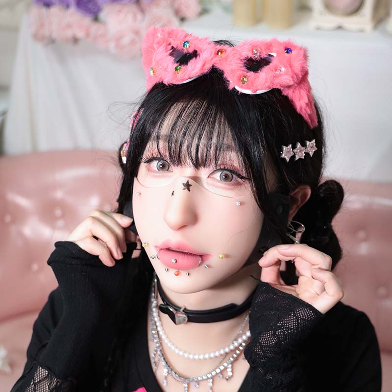 Fetish Stitch Half Mask – Multicolor Buckles