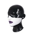 Painted Glossy May Hood – Black & White Face with Violet Lips