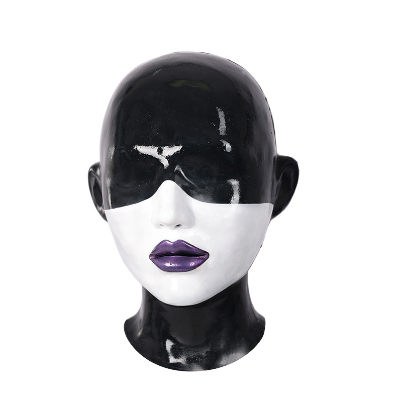 Painted Glossy May Hood – Black & White Face with Violet Lips