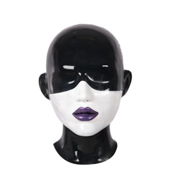 Painted Glossy May Hood – Black & White Face with Violet Lips Painted Glossy May Hood – Black & White Face with Violet Lips