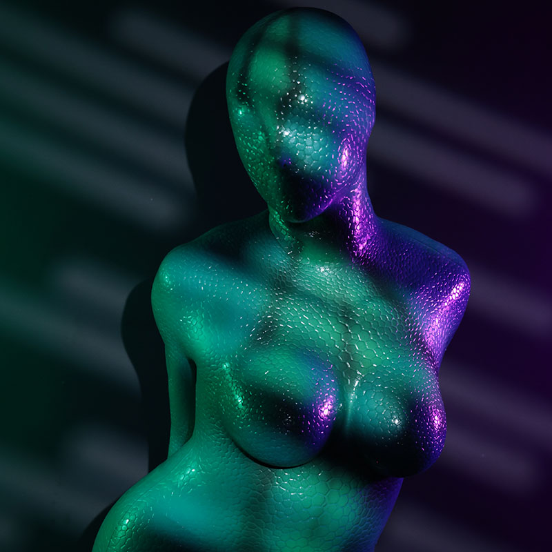 Serpentine Texture D-Cup Silicone Bodysuit – Teal Edition