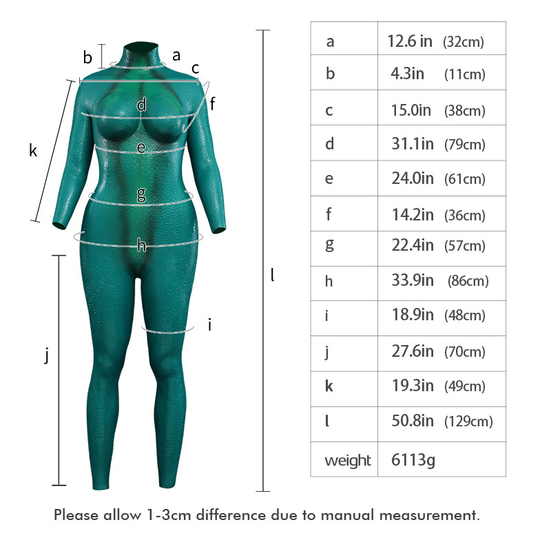 Serpentine Texture D-Cup Silicone Bodysuit – Teal Edition