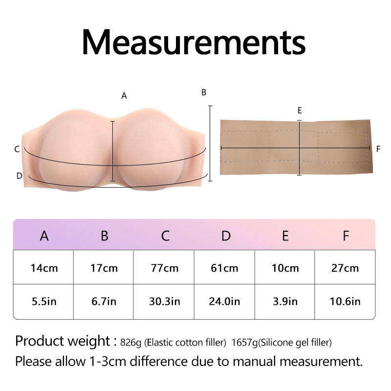 D Cup Tube Top Breast Forms without Nipple – Velcro Back Closure 