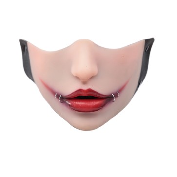Fetish Stitch Half Mask – Clown Red Lips