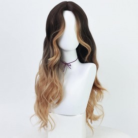 Ombre blonde mix brown long wig - JF003
