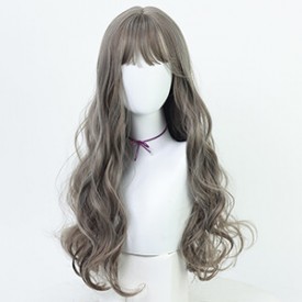 Curly long wig - Ombre grey - JF008