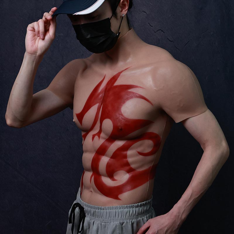 Muscle Suit with Red Dragon Tattoo