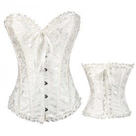 Jacquard Lace up Bustier Top Fashion